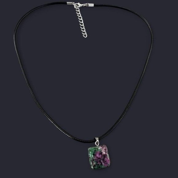Ruby Zoisite Stone Pendant Necklace - Picture 4 of 5